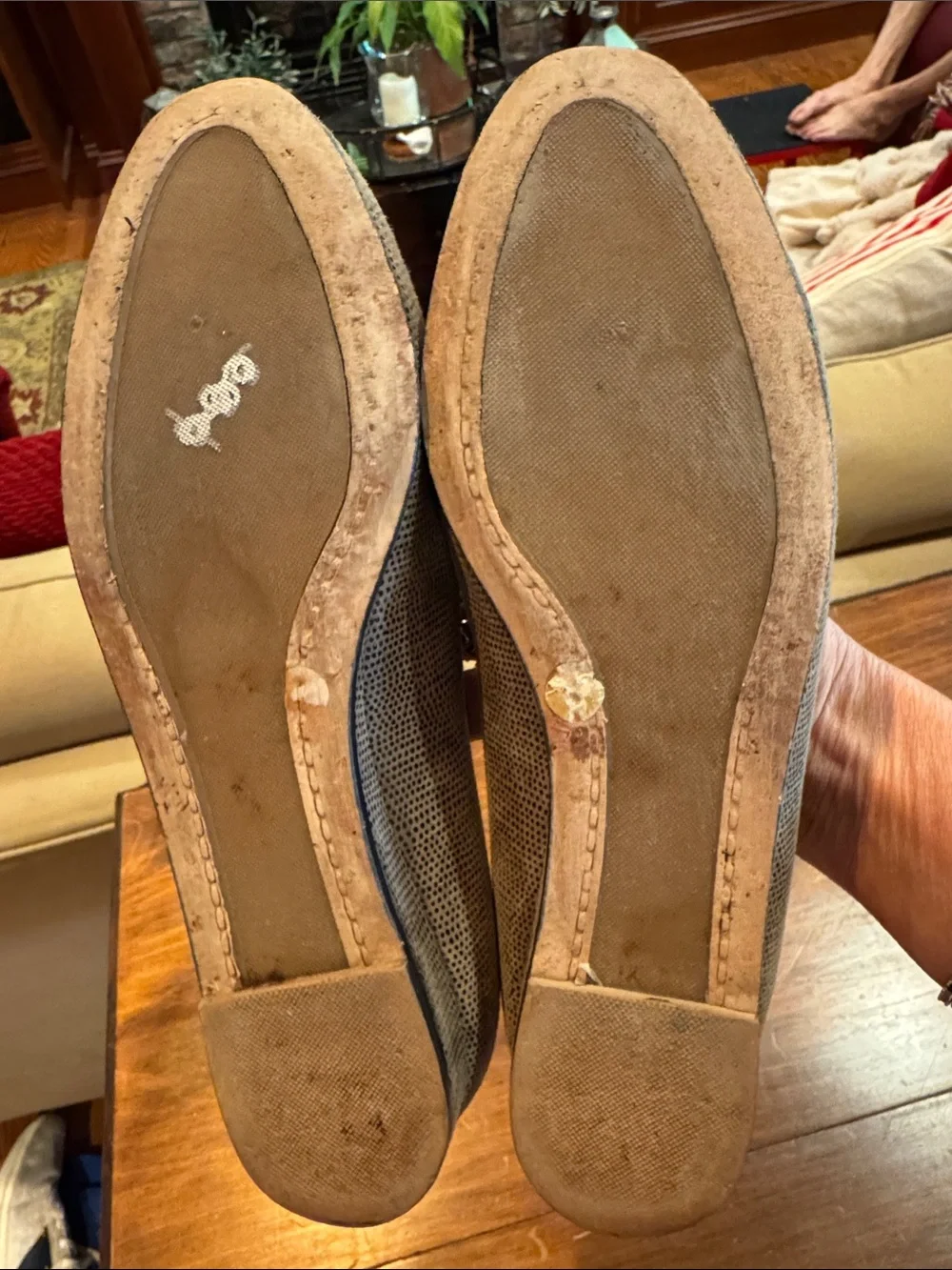 Bruno Magli Low Wedge Peep Toe Ballet Loafer Flats Leather Shoes 8 1/2 Classic